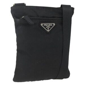 Authentic PRADA Shoulder Bag Nylon Black Silver